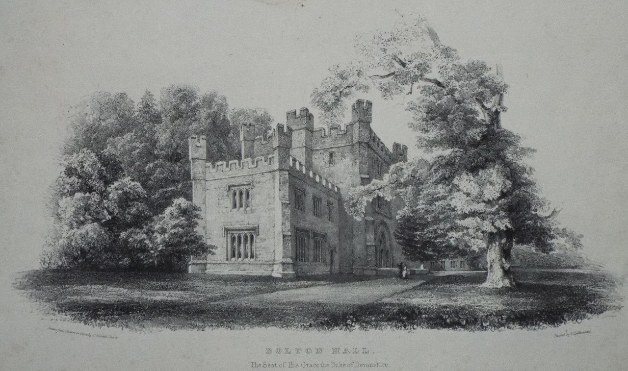 Lithograph - Bolton Hall. The Residence of His Grace the Duke of Devonshire. - Davis